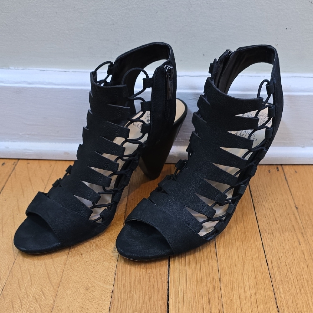 Vince Camuto, Faunie Cage Sandals, Black, VGUC, Women's 8.5